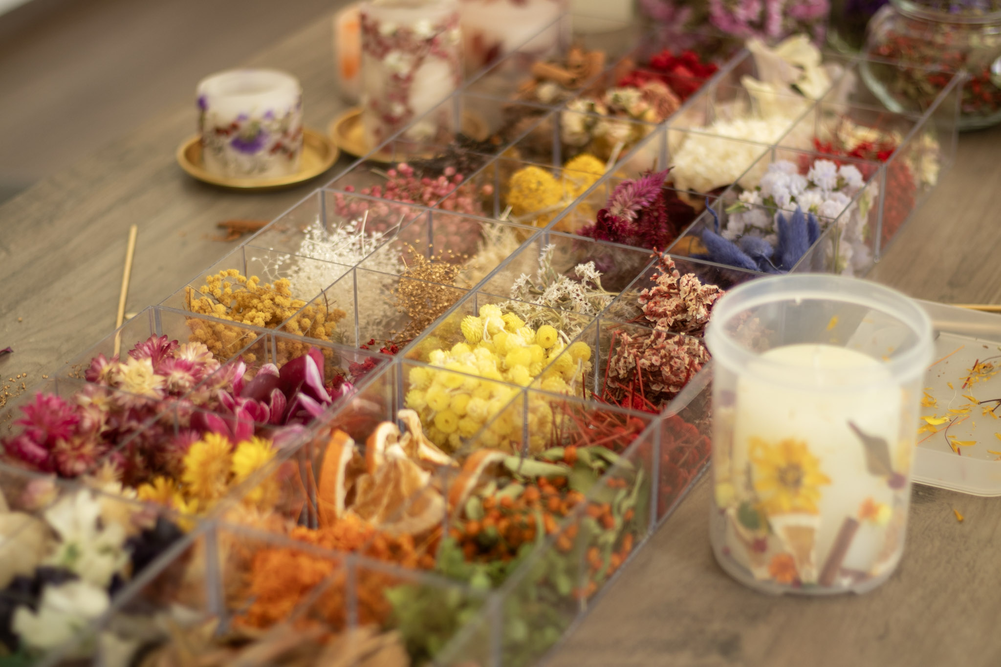 ボタニカルキャンドルとアロマサシェのセット ピンク / インテリア 雑貨 ドライフラワー ハンドメイド プレゼント ギフト