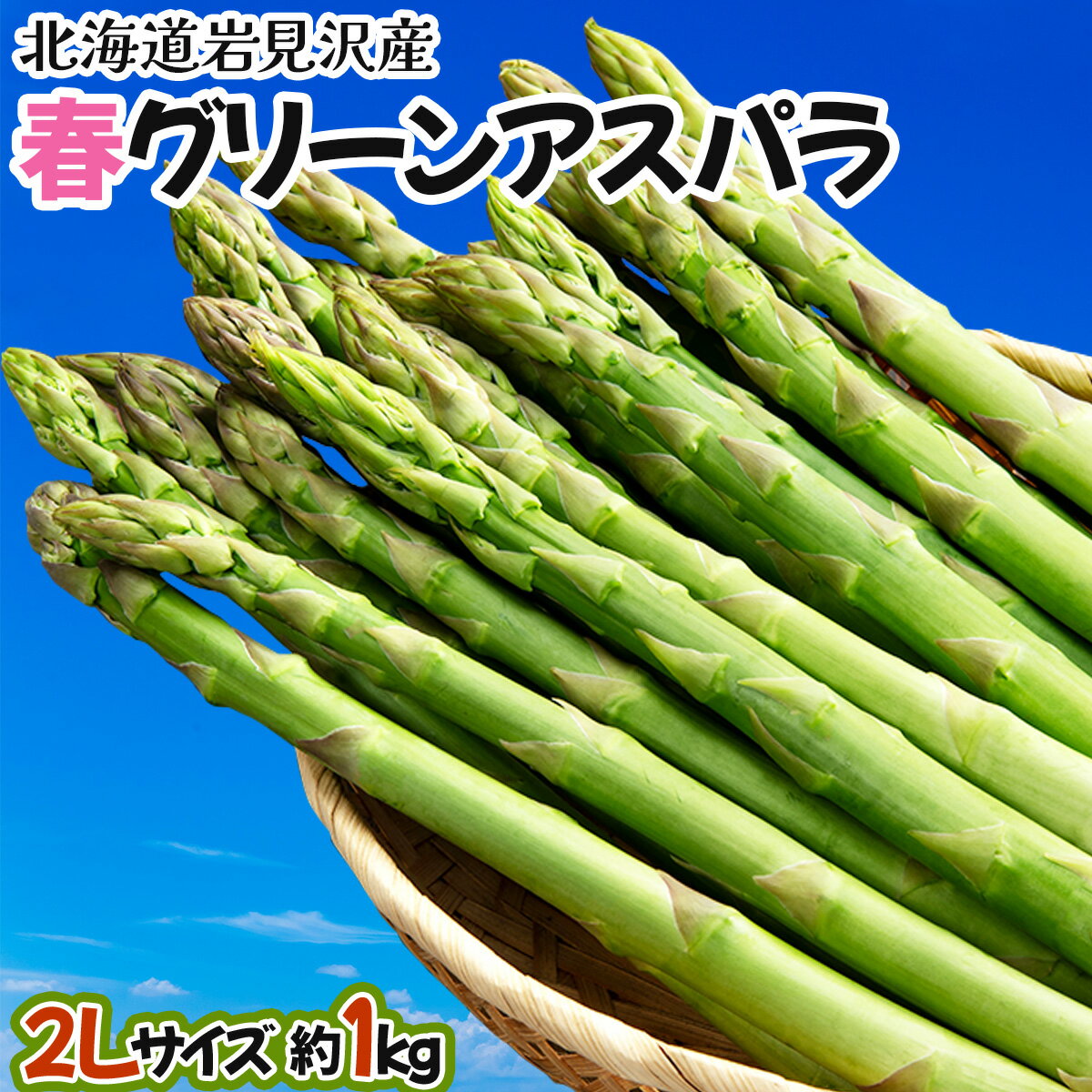 【ふるさと納税】【令和8年産】北海道岩見沢産　春グリーンアスパラ　2Lサイズ 1kg【41103】北海道 岩見沢市 アスパラガス 野菜 夏野菜 旬 新鮮 産地直送 採れたて 200990（野菜・きのこ）