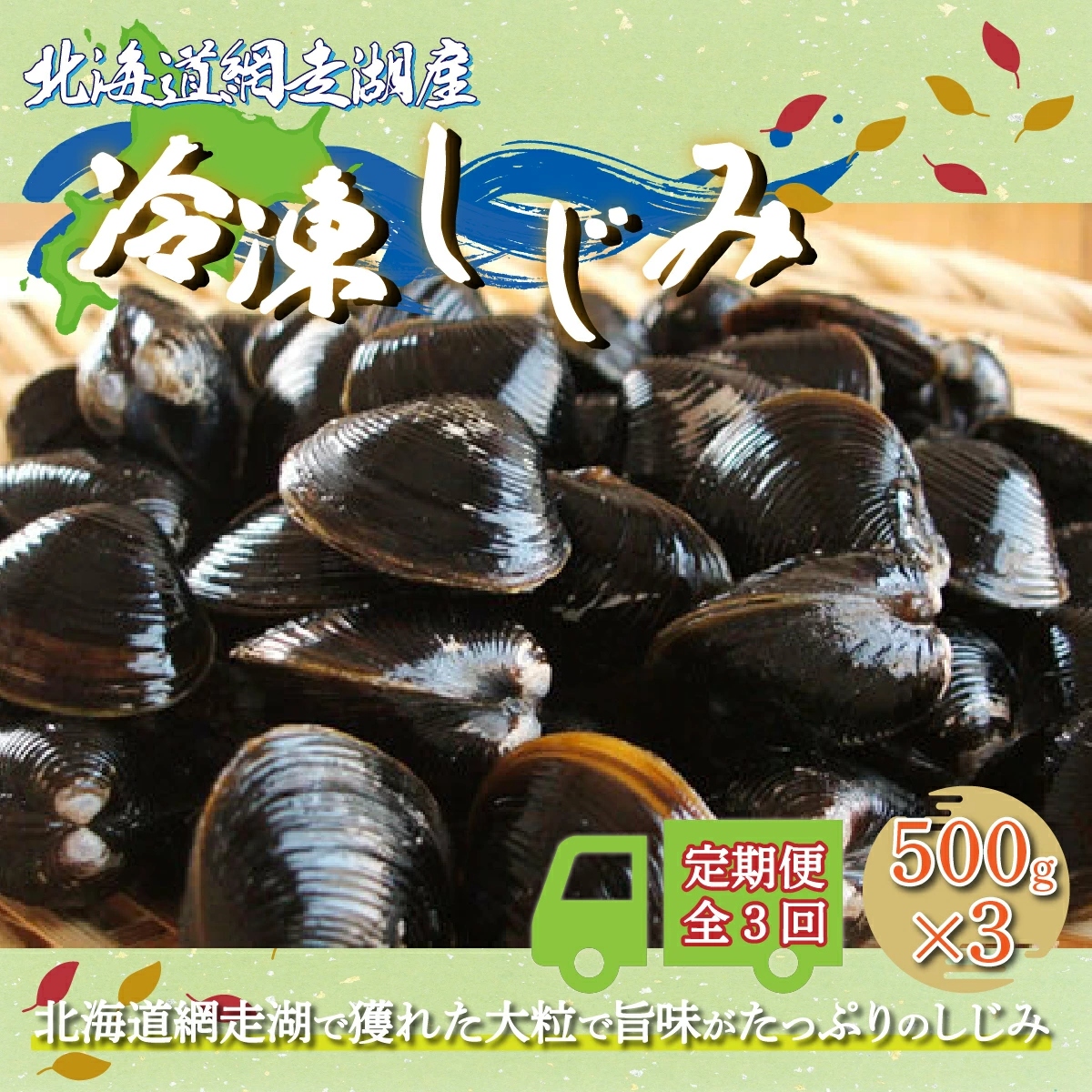 【定期便】全3回（毎月）＜網走湖産＞冷凍しじみ 500g×3 ABE011