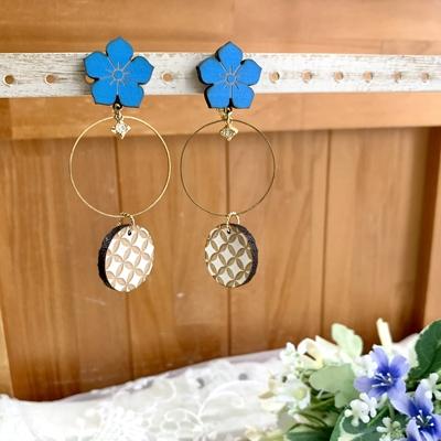 ふるさと納税 福知山市 水色桔梗と七宝柄のお守り耳飾り(イヤリング) |  | 02