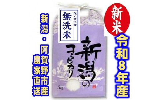【令和8年産新米】 新潟県産 「従来こしひかり」 無洗米 5kg 阿賀野市産 中島農場 精米 新潟県 米 こめ コメ お米 ごはん ご飯 農家直送 色彩選別済 新米 令和8年産   3R20019
