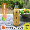 【ふるさと納税】無添加手作り 梅 サラダ ドレッシング 200ml×3本 無添加 手作り 濃厚 香り 爽やか パスタ お肉料理 梅エキス ギフト 贈り物 プレゼント お取り寄せ 地元食材 逸品 おすすめ 送料無料