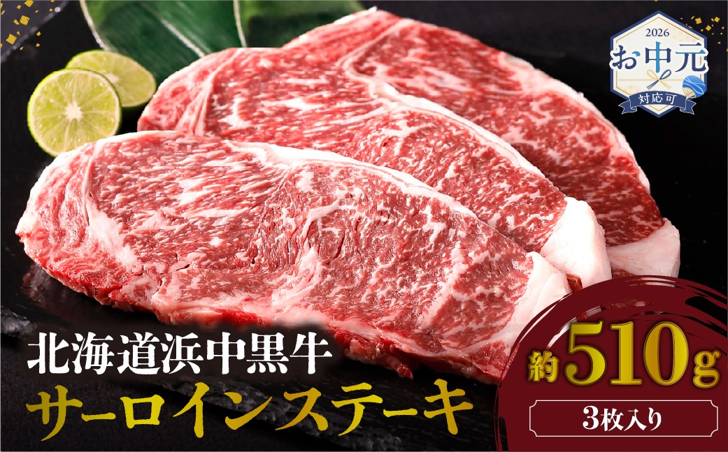 
                  【お中元(8月発送)】北海道浜中黒牛サーロインステーキ3枚(約510g) 牛肉 肉 黒牛 牛 浜中黒牛 サーロイン ステーキ 赤身 国産 北海道 浜中町 ふるさと納税_H0019-105-R88oc
                