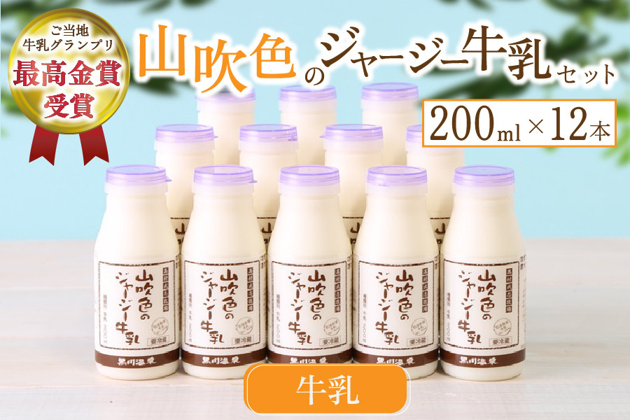 黒川温泉発 山吹色のジャージー牛乳セット【FOODEX JAPAN 2017 最高金賞】 山吹色のジャージー牛乳 200ml 12本 ジャージー牛乳 牛乳 セット 乳製品 飲料 健康 腸活 免疫力アップ 乳酸菌 ご当地牛乳グランプリ 最高金賞 ご当地 ギフト 贈答用 山のいぶき 熊本 阿蘇 南小国町 送料無料