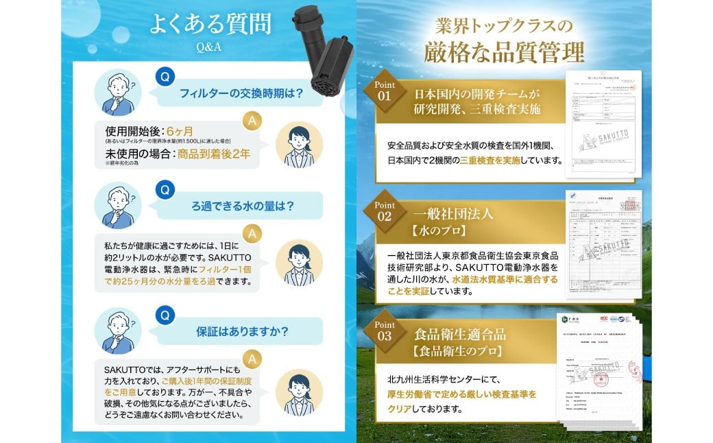 【交換フィルターのみ】 SAKUTTO 電動浄水器