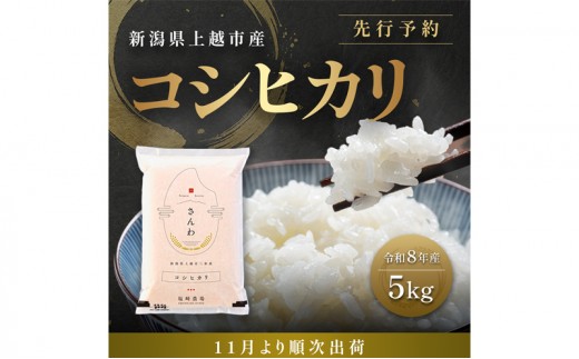 
                  先行予約【11月より順次出荷】令和8年産 新潟県 上越市産 コシヒカリ 5kg 白米 精米 送料無料  塩崎農場
                