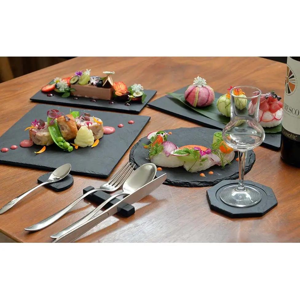 【雄勝石】石皿230×140ラフカット 雄勝石 玄昌石 食器 角皿 スレートプレート 天然石 黒 雄勝硯生産販売協同組合