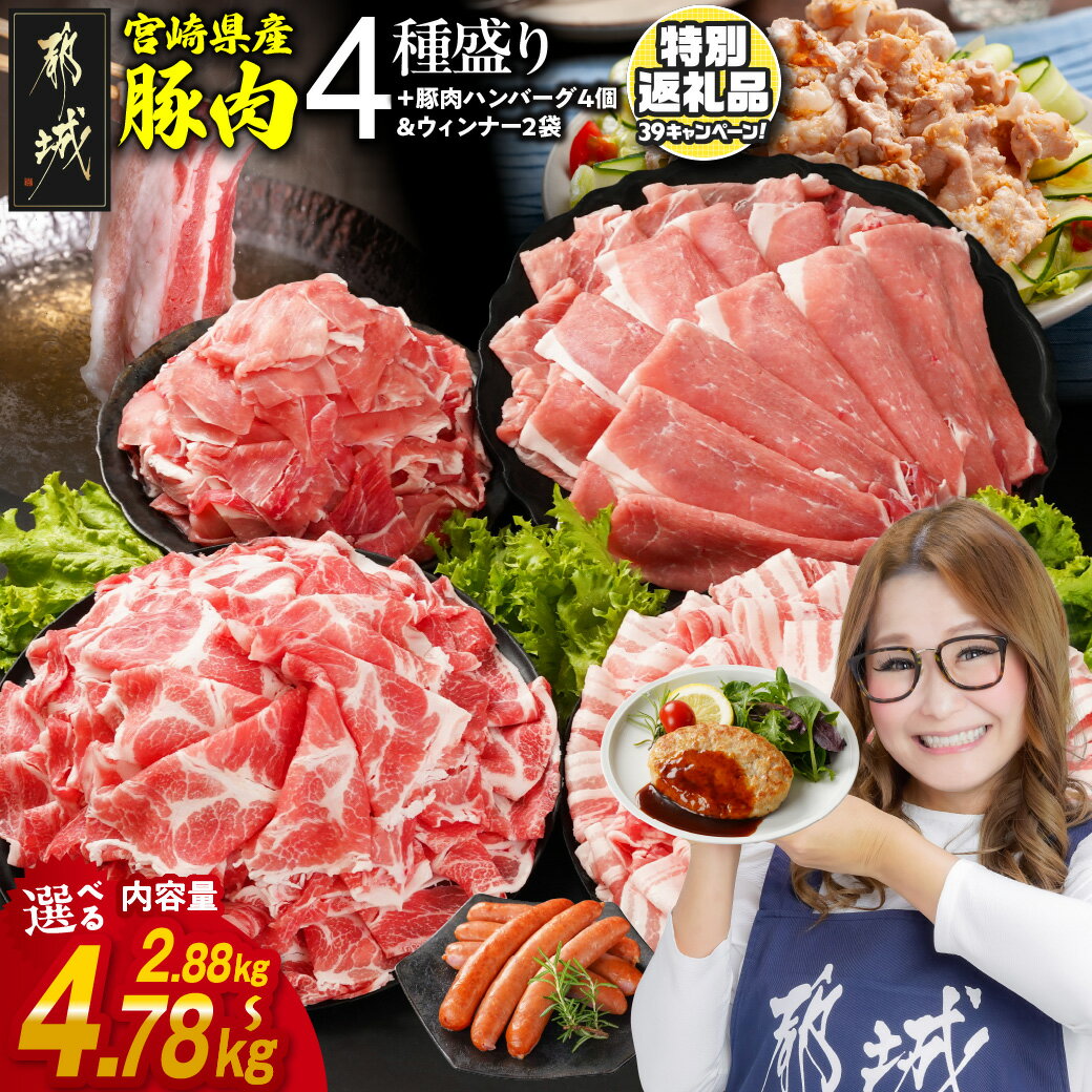 【ふるさと納税】【期間限定特別規格！！】《レビューキャンペーン実施中！》【内容量が選べる！】宮崎県産豚肉セット - バラスライス 肩ロース又はローススライス モモスライス 小間切れ 2.88kg/4.78kg 送料無料 SKU-N204【宮崎県都城市は2年連続ふるさと納税日本一！】
