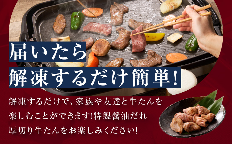 厚切り牛タン 900g 秘伝の醤油だれ【300g×3P 牛肉 牛タン 牛たん 厚切り牛タン 焼肉 BBQ キャンプ アウトドア 焼くだけ 訳あり サイズ不揃い 小分け】 015B395