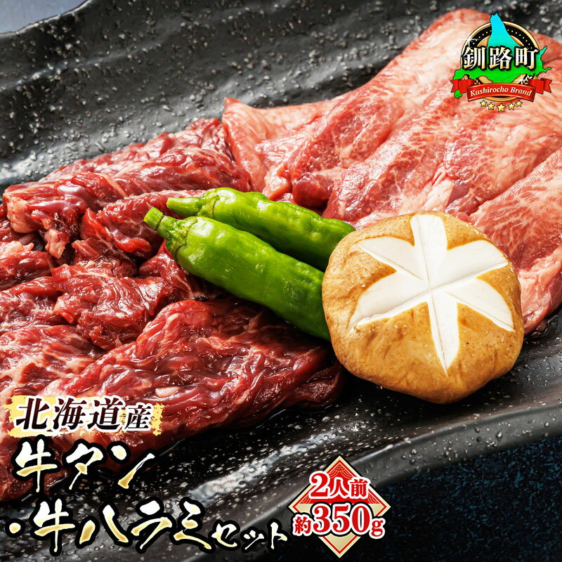 【ふるさと納税】牛タン 牛ハラミ 焼肉 国産 （約2人前 約350g） 牛肉 はらみ ハラミ タン アウトドア キャンプ BBQ おすすめ 小分け 手切り 簡単 肉厚 ジューシー 焼肉食材専門店 トリプリしおた お中元 ギフト 贈物 贈り物 釧路町 釧路超 特産品 br03