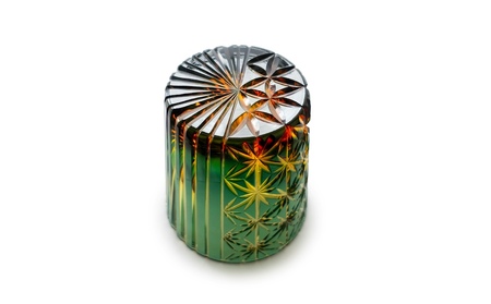 浅草切子 KANA KURITA「綾滝オールド 緑アンバー」木箱入り