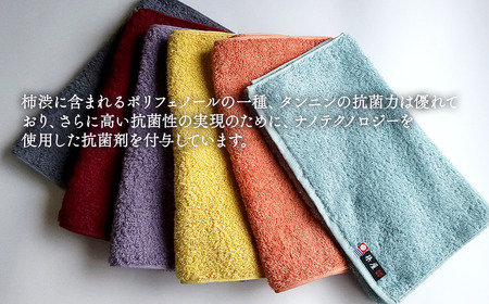 ＜ 今治タオルブランド認定品 ＞ 天然由来の抗菌タオル 「柿渋染め 古来の彩（いろ）」　フェイスタオル 4枚セット（カラー 選択可能） 深川鼠/青鈍/小豆色/江戸紫/苅安色/茜　同色4枚セット
