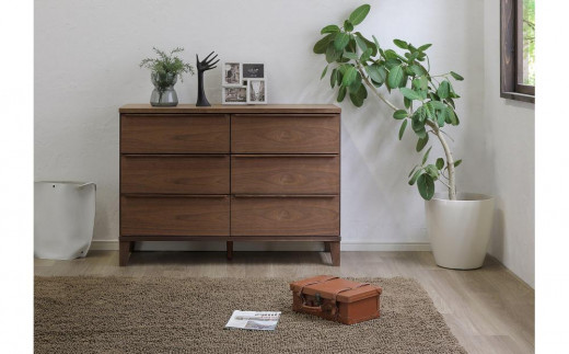 
                  大川家具 幅120cm 3段 チェスト ウォールナット/レッドオーク -leo-レオ
                