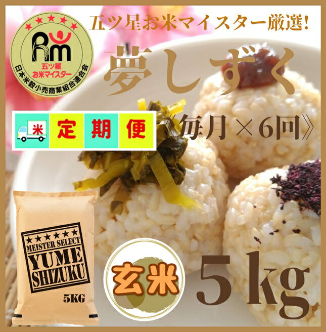 【ふるさと納税】『新米予約初回2025年10月発送』【6回定期便】玄米『夢しずく』5kg 【五つ星お米マイスター厳選！】（CID01）