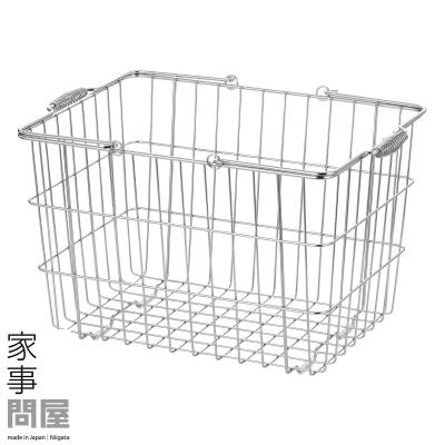 ふるさと納税 三条市 [家事問屋] 取って付きバスケット 大 ハンドル付 タオル収納 ステンレス製【022S074】