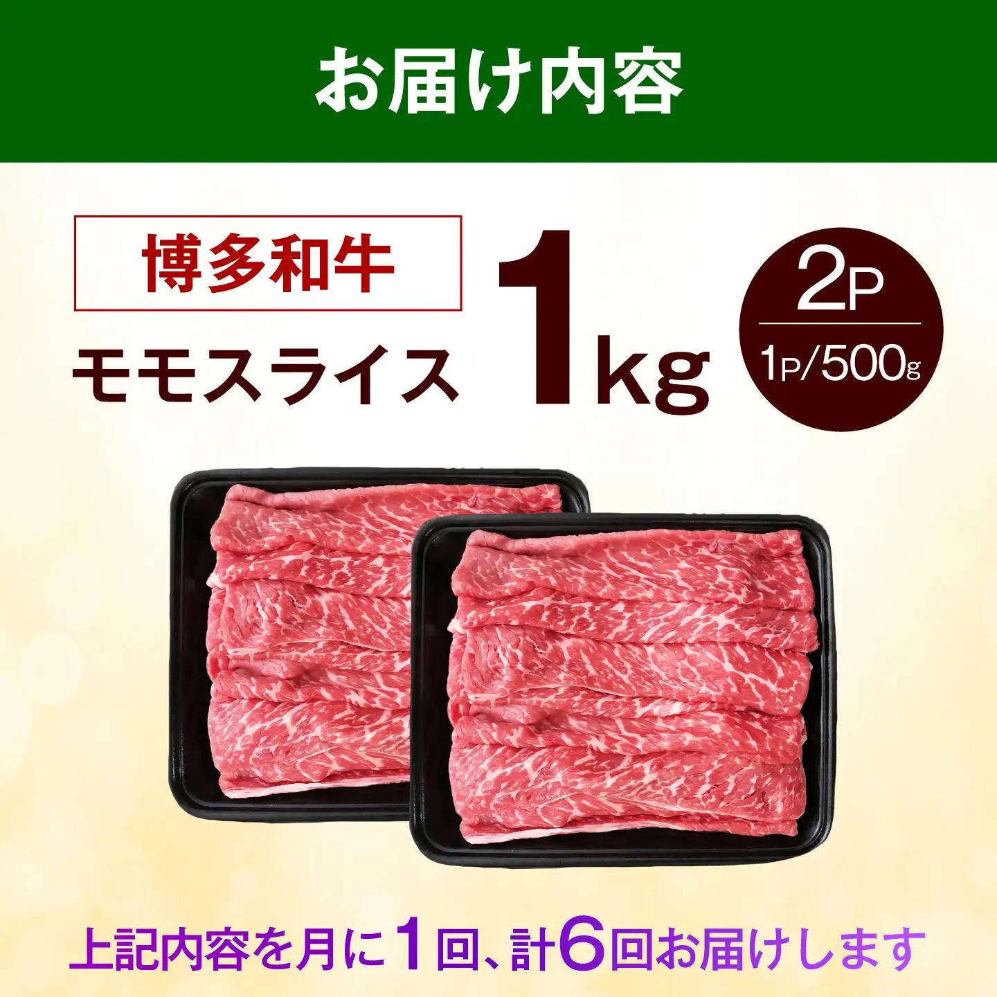 【全6回定期便】博多和牛 赤身 牛肉 モモ スライス 1kg（500g×2） [ABEZ068] 牛肉