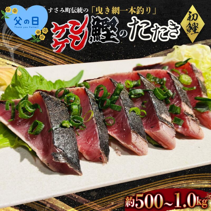 【ふるさと納税】 父の日 父の日までにお届け！ 今年の初鰹!! すさみケンケン鰹のたたき 【選べる容量】500g～600g 1kg / カツオ タタキ 節 天然 刺身 お造り おつまみ おかず 丼 真空 冷凍 魚介 新鮮 海鮮 特産品 ケンケン漁 伝統漁法 贈答 プレゼント 家庭用 初カツオ