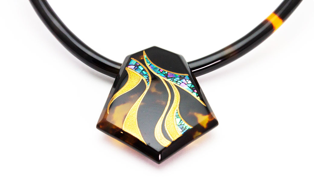 【限定1】本べっ甲 ペンダントネック オメガ 蒔絵 ／ 鼈甲 べっこう べっ甲 ペンダント ネックレス