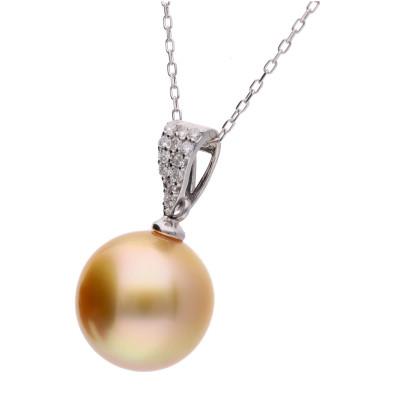 ふるさと納税 神戸市 【星涼し】ゴールデンパール(南洋真珠) ダイヤモンド PT900 プラチナ ペンダントトップ |  | 01