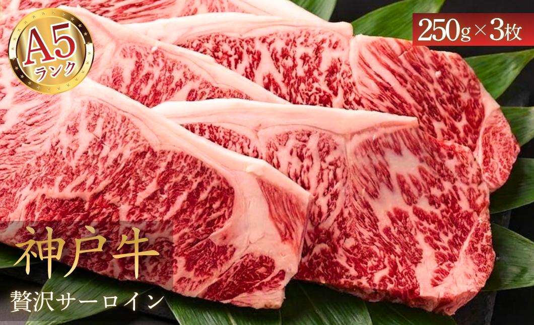 
                  【A5神戸ビーフ】神戸牛 贅沢サーロインステーキ 750g 250g×3枚 最高級 牛肉 こうべビーフ 兵庫県丹波市
                