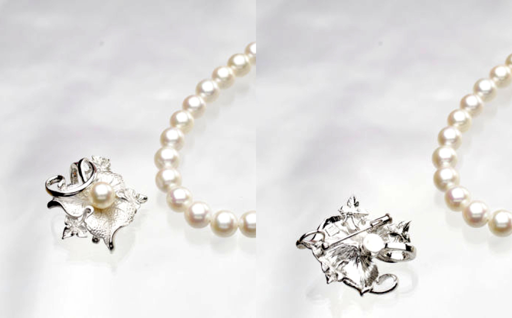 あこや真珠 (8−8.5mm珠) トップ付きネックレス & イヤリング セット トップブローチ兼用 ／ ジュエリー アクセサリー 長崎県 長崎市 園田真珠