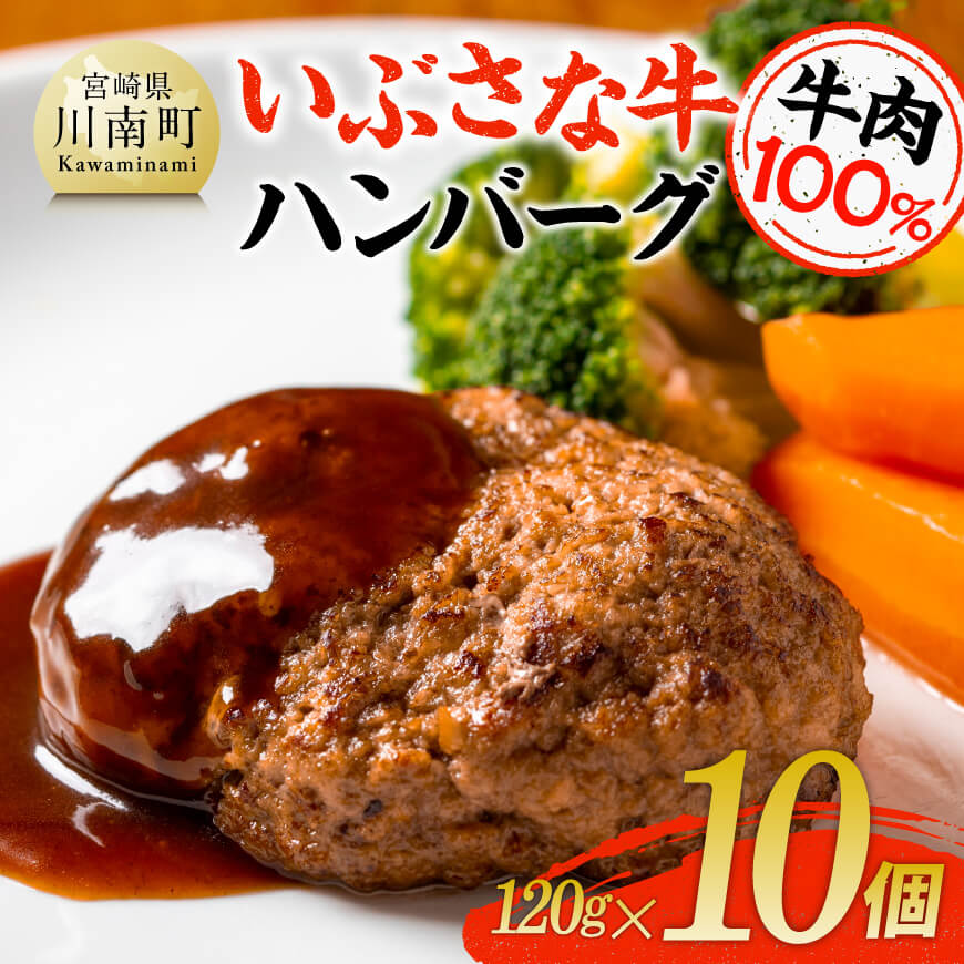 いぶさな牛ハンバーグ 10個　牛 ハンバーグ 黒毛和牛[D05301]