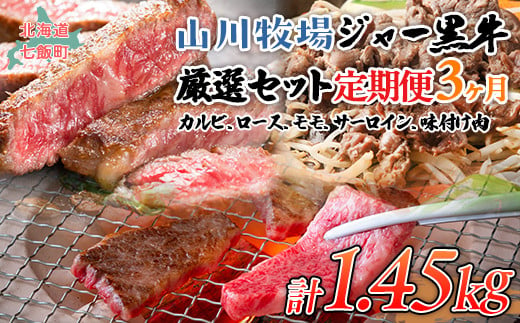 
            【定期便３か月】山川牧場ジャー黒牛の厳選セット 【 ふるさと納税 人気 おすすめ ランキング 北海道ブランド牛 牛 牛肉 和牛 ジャー黒 モモ モモ肉 ロース ロース肉 焼き肉 サーロイン ステーキ サーロインステーキ ステーキ肉 牛ステーキ カルビ 定期便 北海道 七飯町 送料無料 】 NAN016
          