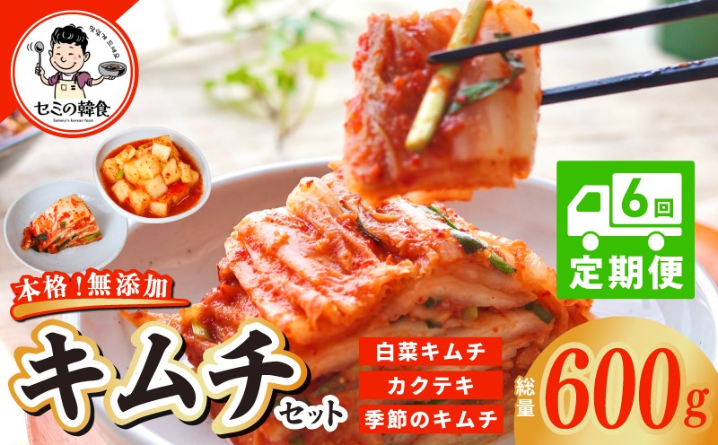 G3999 【定期便】韓国人が作る！無添加・砂糖不使用のキムチセット500g＆お試し季節のキムチ100g 全6回【本場 韓国 きむち 人気 無添加 韓国料理 惣菜】