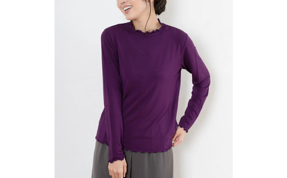 レディースハイネックカットソー 長袖 パープル L 312011_CS001VC04