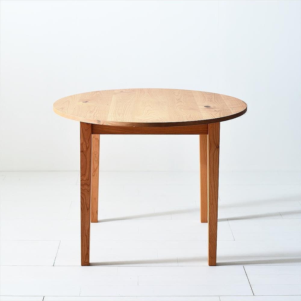 ＮＯ１ラウンドテーブル１００　チェリー　丸いテーブルでダイニングをカフェスペースに　チェリー無垢材 円テーブル ダイニングテーブル