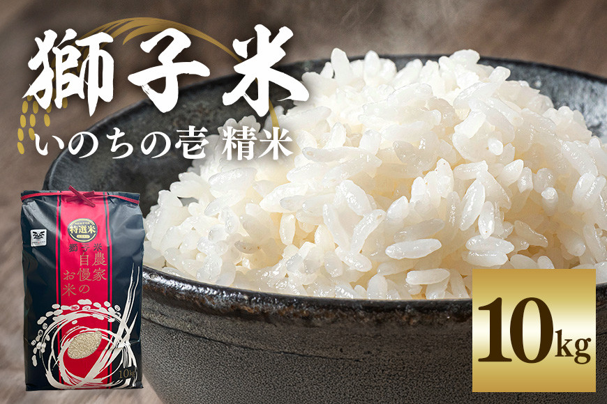 
            【令和6年産】獅子米 いのちの壱 精米 10kg 岡田ファーム コンテスト受賞米 お米 白米 米 おこめ ブランド米 10キロ 国産 単一原料米 コメ こめ ご飯 銘柄米 茨城県産 茨城 産直 産地直送 農家直送 ごはん 家庭用 贈答用 お取り寄せ 茨城県 石岡市 (B02-018)
          