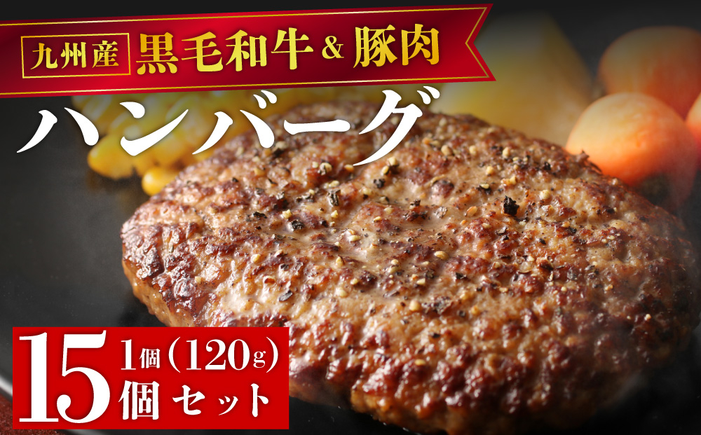 【満足度高】九州産黒毛和牛と九州産豚肉 ハンバーグ 15個セット | 国産牛 国産豚 肉汁 ジューシー 九州産 個包装 小分け 無添加 冷凍 惣菜 おかず 夕食 時短 簡単調理 送料無料 福岡県 那珂