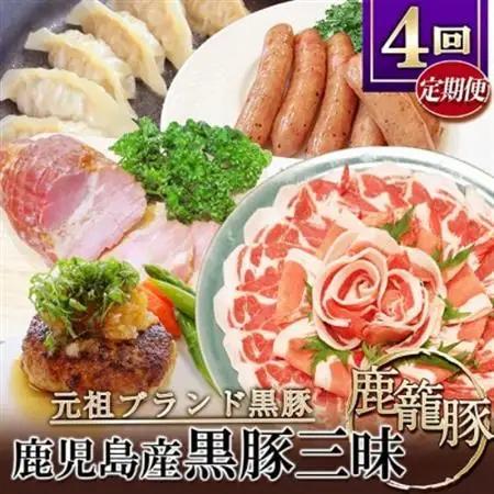 【発送月固定定期便】鹿児島県産黒豚三昧 EE0-0005 全4回【配送不可地域：離島】【4060214】