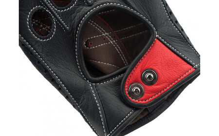 【ブラック×レッド/L】ドライビンググローブ 補強付 フルフィンガー  カカザン  CACAZAN 革手袋 レザーグローブ メンズ レディース 鹿革 ディアスキン 補強付【 クルマ 車 ドライブ バイ