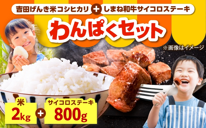 
                  サイコロステーキ (200g×4P 計800g) しまね和牛 ＆ 吉田げんき米 2kg (コシヒカリ) セット 島根県雲南市 [AIDN013] ｜ ステーキ肉 すてーき サイコロステーキ さいころすてーき 牛肉 肉 お肉 白米 米 おこめ ごはん こめ ライス ご飯 お米 コメ 精米 こしひかり ブランド米 島根和牛 国産牛
                