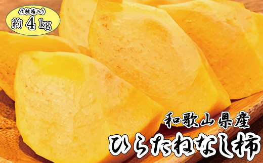 和歌山秋の味覚　平核無柿（ひらたねなしがき）　約4kg　化粧箱入　※2025年10月上旬頃～2025年10月末頃に順次発送（お届け日指定不可）【uot701A】