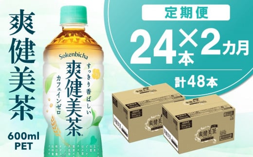【2カ月定期便】爽健美茶 600mlPET×24本(合計2ケース)【コカコーラ カフェインゼロ 定期便 香ばしい おいしい 国産 お茶 ハトムギ 玄米 月見草 大麦 ドクダミ 飲料 ペットボトル】K090443