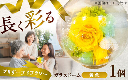 プリザーブドフラワー　ガラスドーム (黄色) BHDC003 フラワー
