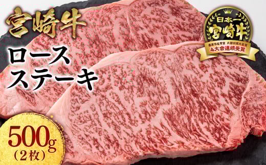 【11月発送】宮崎牛ロースステーキ2枚 計500g 牛肉 ステーキ 高級部位 ブランド牛 ミヤチク 内閣総理大臣賞4連覇＜1.8-21＞●