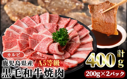 ＜【1回】200g×2パック＞A5等級鹿児島県産黒毛和牛カルビ焼肉(計400g・200g×2パック×1回) カルビ 焼肉 黒毛和牛【LRプラスK】A749