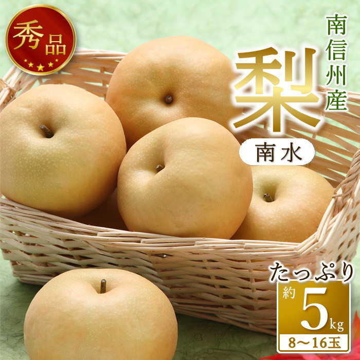 
                  【南信州産】梨「南水」秀品約5kg（8玉～16玉） 2026年9月中旬より発送 長野県 信州 高森町 産地直送 果物 くだもの なし ナシ 和梨 旬 旬の果物 旬の梨 なんすい ギフト 贈答 JAみなみ信州
                