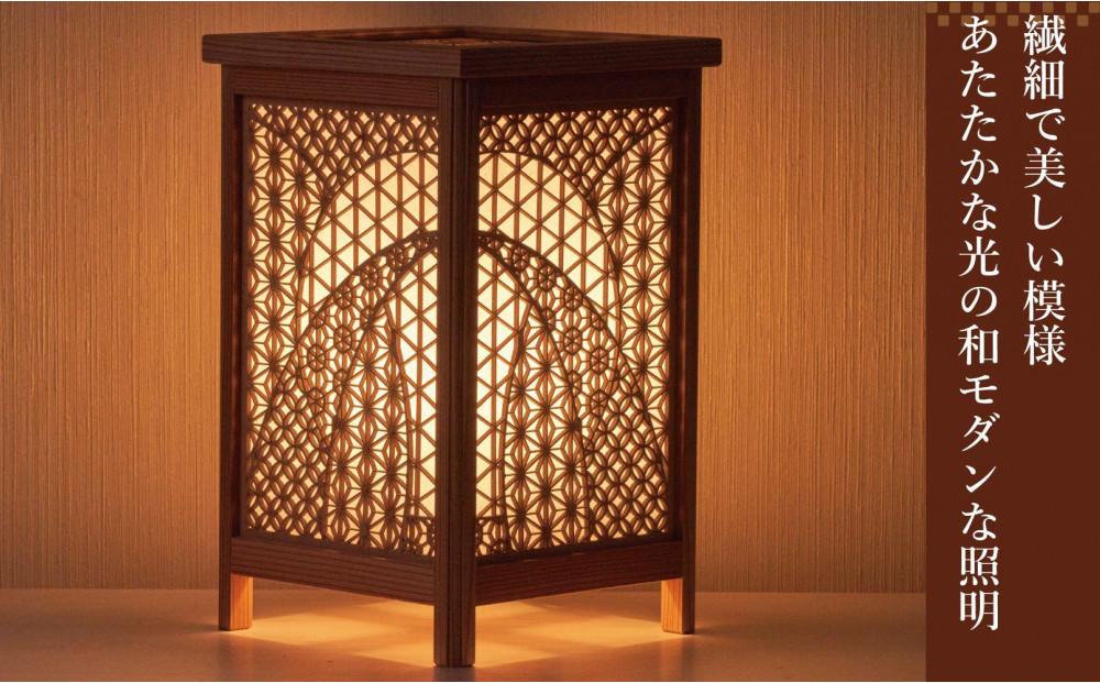 LAD300-301 レーザー角行灯「趣」Mサイズ 麻の葉/七宝/桜 円デザイン（和紙貼り）