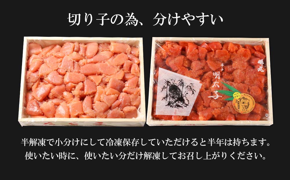 【北海道虎杖浜加工】 業務用たらこ 4切 2kg (1箱)と業務用明太子 4切 2kg (1箱)のセット AK050 _イメージ2