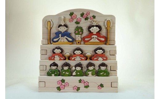 
木工パズル　おひなさま三段飾り（五人囃子）
