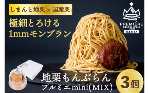 【予約】1mm極細！とろけるモンブラン「地栗もんぶらん プルミエmini(MIX)」3個／Qdr-232