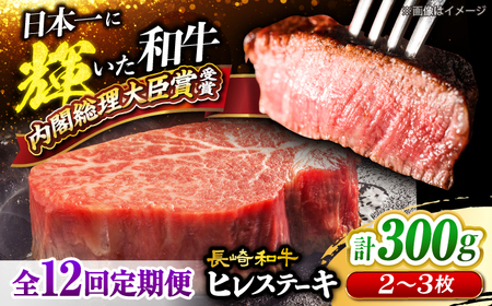 12回定期便 長崎和牛 ヒレ ステーキ 計300g（2-3枚）＜大西海ファーム＞ [CEK141] ヒレ