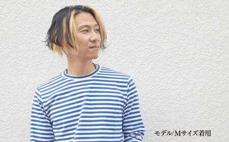 ボーダーロングTシャツ ホワイト×ブルー （S-XL） / Tシャツ / 佐賀県 / Canis Lupus [41AAAN012]