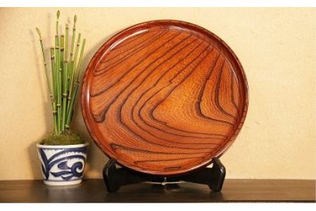小田原漆器　8寸薄盆【漆塗り 国産天然木 おしゃれ プレゼント 記念 お祝い ふっくらとしたデザイン 木製食器 日用品 キッチン用品 木製 直径235mm×高さ25mm 小田原漆器 神奈川県 小田原市 盆 盆 盆 盆 盆 】