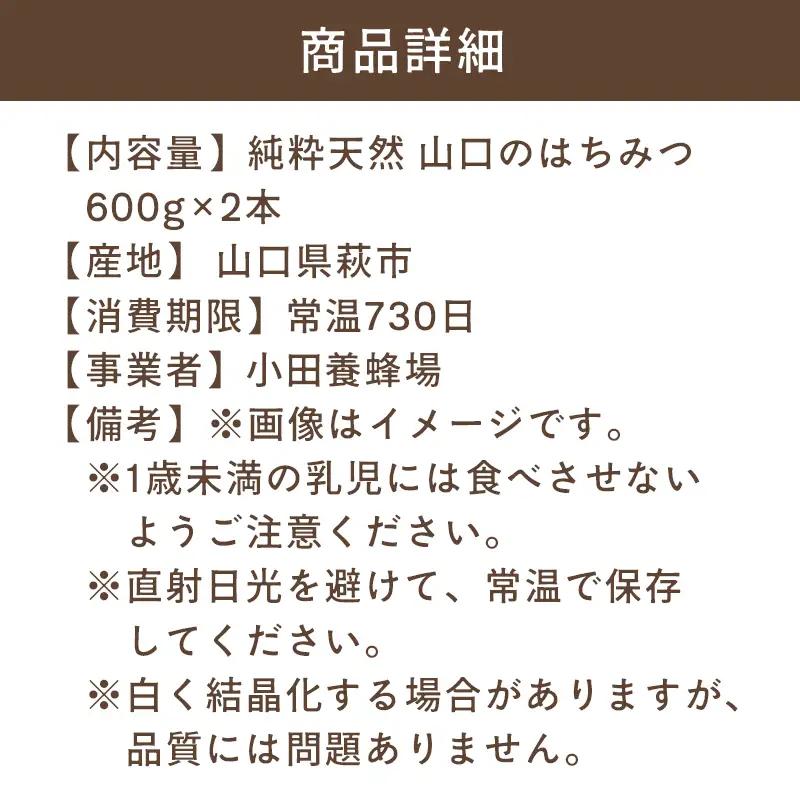純粋天然 山口のはちみつ600g 2本