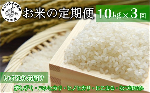 お米の定期便10kg×3回【定期便】( 定期便 米 お米 ご飯 白米 夢しずく コシヒカリ ヒノヒカリ にこまる なつほのか )【I1-001】